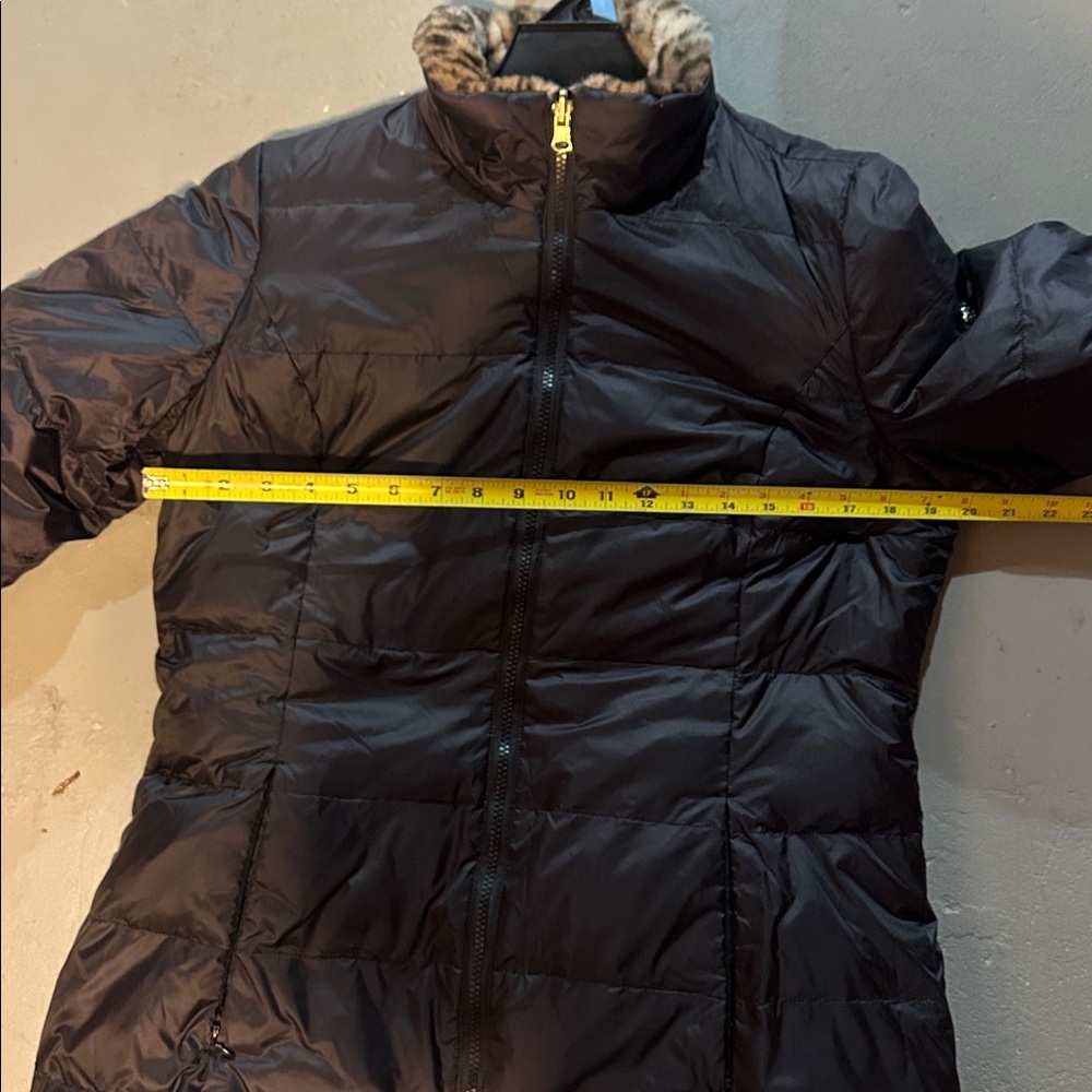Women's 1 Madison Faux Fur Cheetah Print Reversible Quilted Down Coat Size M - Picture 9 of 10